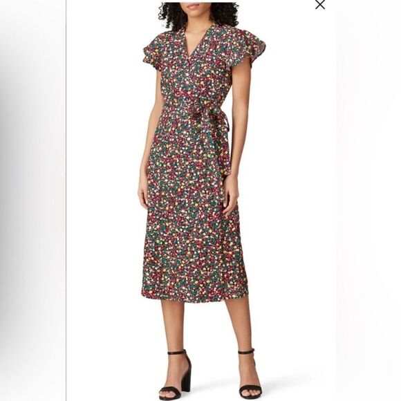 Draper James NWT Multi color floral linen wrap dress Sz 16 - Picture 1 of 10